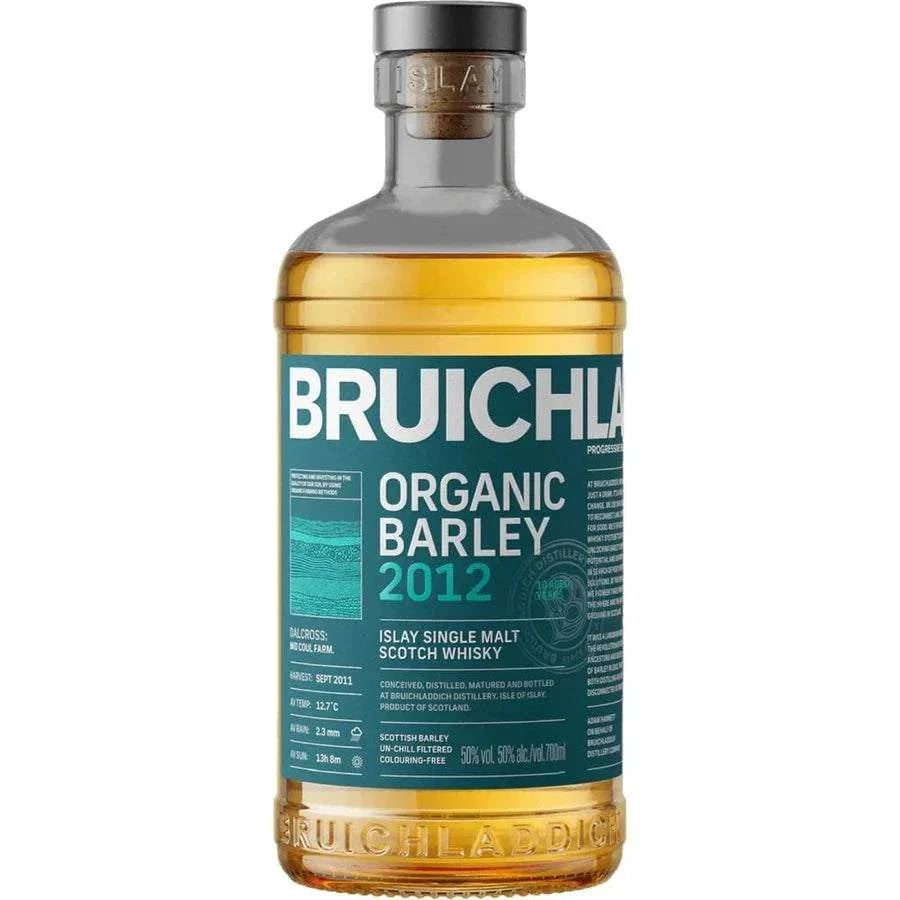 Bruichladdich The Organic 750 ML single malt Scotch whisky bottle with organic Scottish barley ingredients