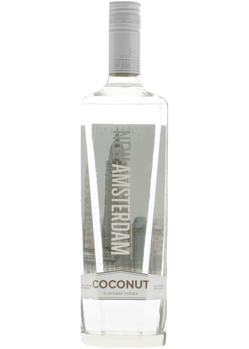 New Amsterdam Coconut Vodka 750 ML bottle showcasing tropical flavors.