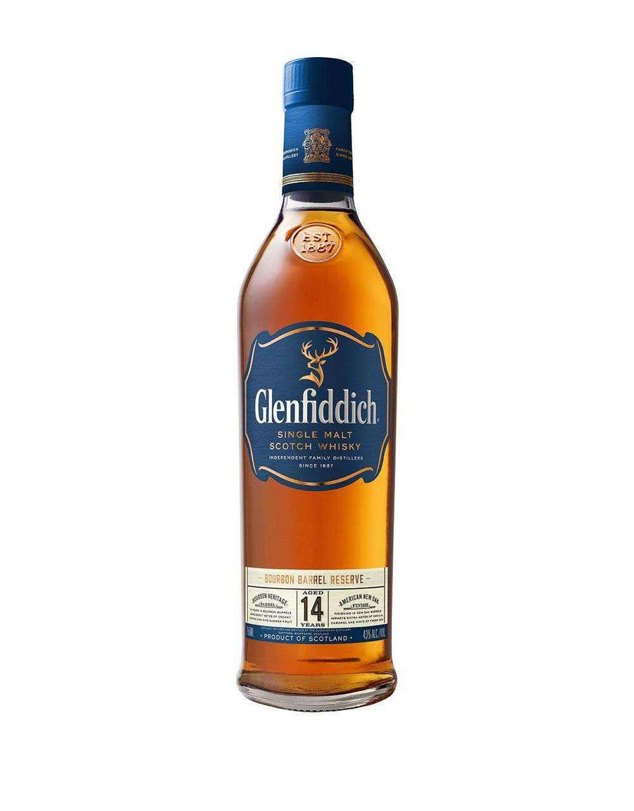 Bottle of Glenfiddich 14 Year Old Bourbon Barrel Reserve Scotch Whisky 750 ML