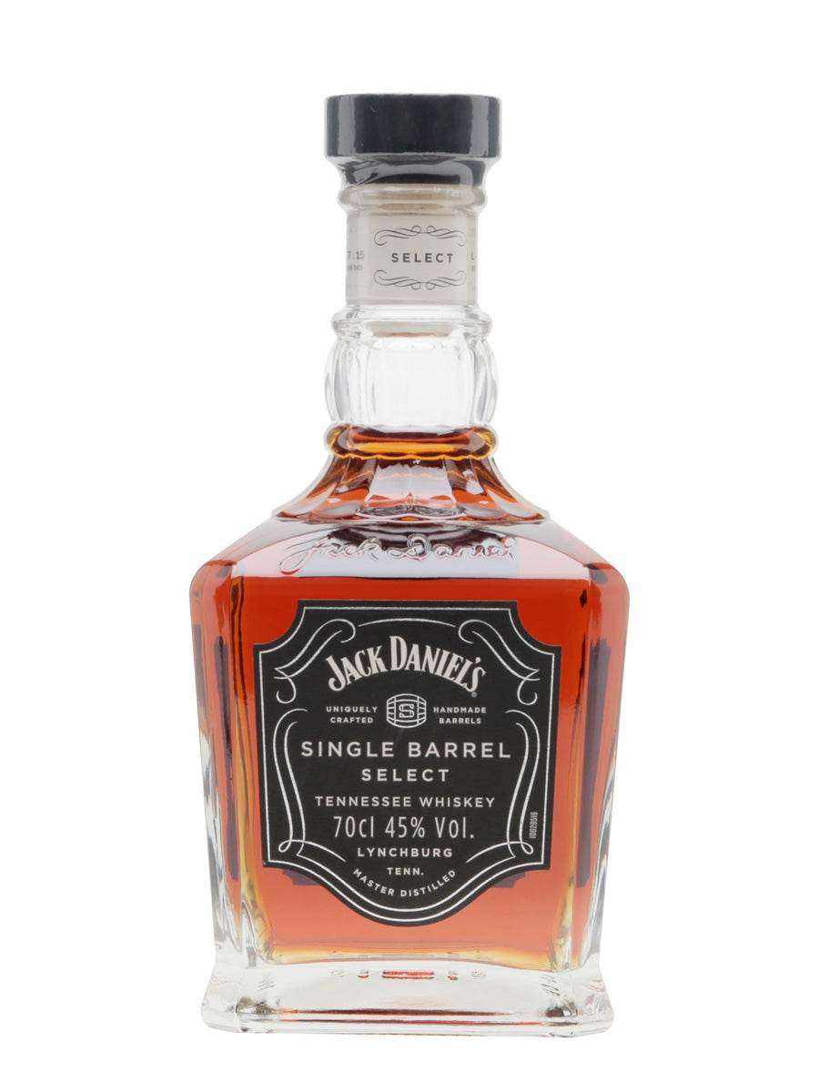 Bottle of Jack Daniels Single Barrel Select Tennessee Whiskey 750 ML with rich toasted oak and caramel flavors