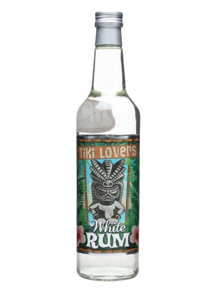 Bottle of Tiki Lovers White Rum 750 ML, 100‑proof premium Caribbean white rum.