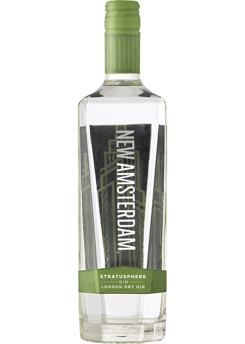 New Amsterdam Stratusphere London Dry Gin 750 ML bottle with green cap and label.
