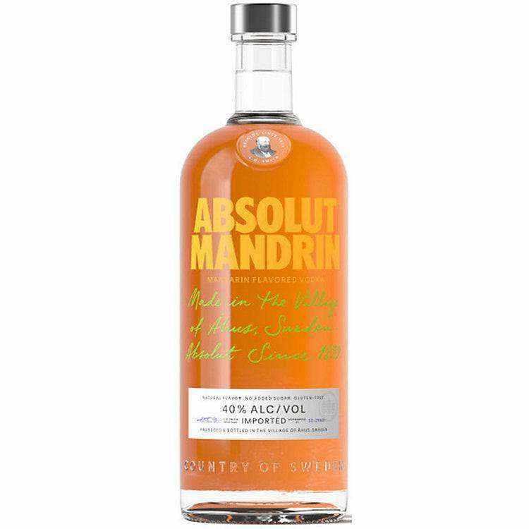 Absolut Orange Flavored Vodka Mandrin 1 L bottle with citrus notes and 40% ABV.