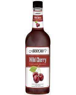Arrow Wild Cherry Flavored Brandy 750 ML bottle with cherry design.