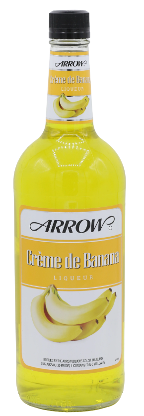 Arrow Creme De Banana Liqueur 1L bottle with banana flavor and yellow label