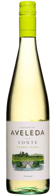 Bottle of Aveleda Vinho Verde Fonte 750 ML white wine with pale yellow color and citrus notes