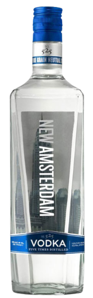 New Amsterdam No.525 Vodka 750ml bottle with cityscape design, smooth premium vodka.