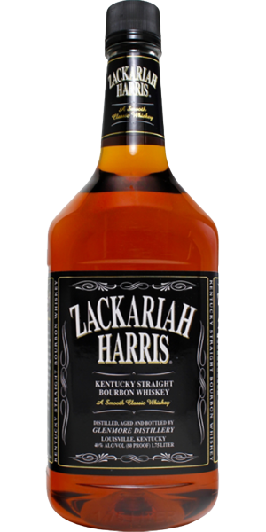 Zackariah Harris Straight Bourbon Whiskey 1 L bottle with amber liquid and black label