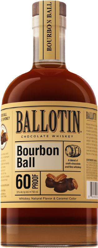 Bottle of Ballotin Bourbon Ball Chocolate Whiskey 750 ML sweet bourbon whiskey