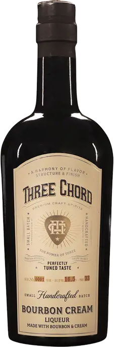 Three Chord Bourbon Cream 750 ML bottle with bourbon cream liqueur label