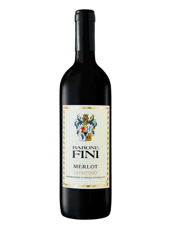 Barone Fini Merlot Trentino 750 ML wine bottle with label displaying crest and text.