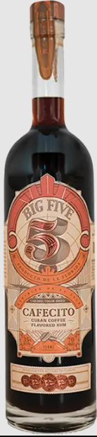 Big Five Cafecito Cuban Coffee Flavored Rum 750 ML bottle.