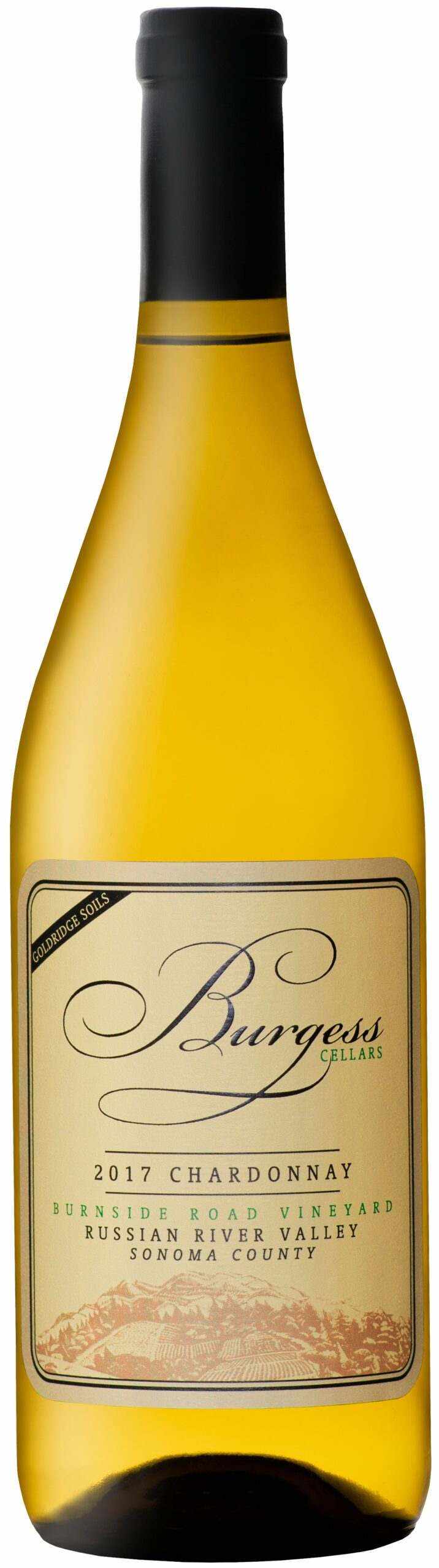 Burgess Cellars Chardonnay 2017 bottle with label from Russian River Valley.