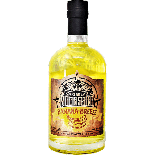 Caribbean Moonshine Banana Breeze Rum 750ML bottle with tropical banana flavor and rich rum essence