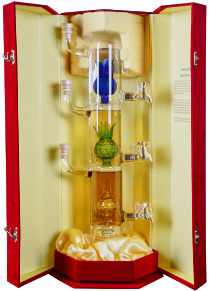 Casino Azul Tequila premium tower bottle 750ML in collectible packaging with artistic glass design and elegant gift box