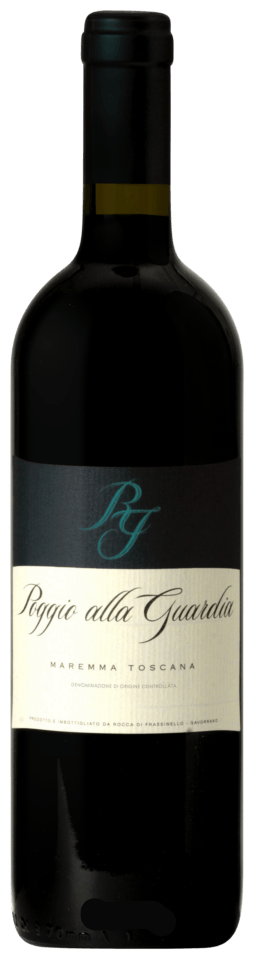 Wine bottle with label featuring a logo and text on a white background