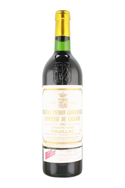 Bottle of Chateau Pichon Longueville Comtesse de Lalande 1983 750 ML with classic Bordeaux design.