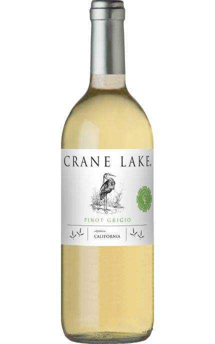 Crane Lake Cellars Pinot Grigio California 750 ML bottle with a light color and flavors of pineapple and pear.