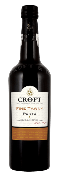 Bottle of Croft Port Fine Tawny Porto 750 ML with rich amber color and elegant label