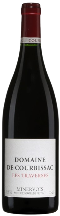 Domaine De Courbissac Minervois Les Traverses 2019 red wine bottle with vibrant Languedoc flavors