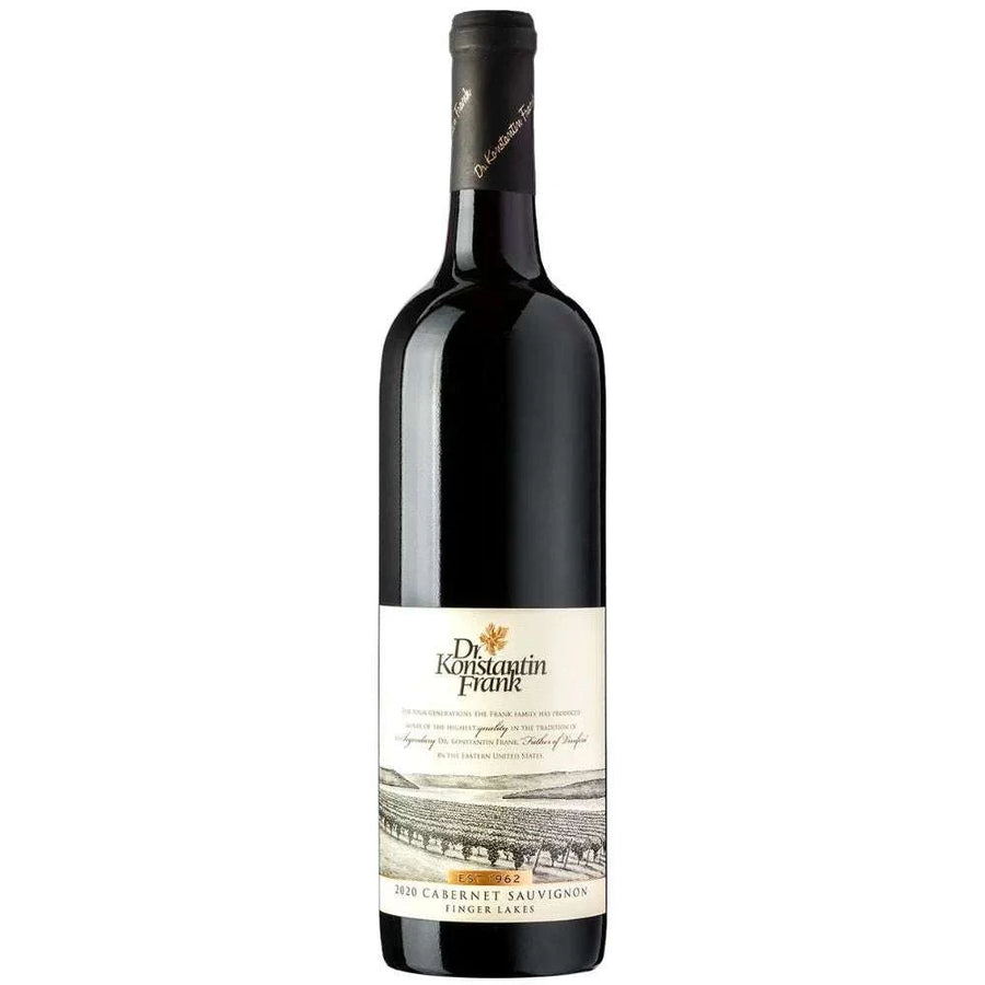 Bottle of Dr Konstantin Frank Cabernet Sauvignon 750 ML showcasing rich red wine from Finger Lakes with black cherry and cassis flavors
