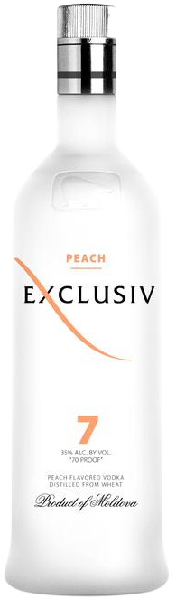 Exclusiv Vodka No 7 Peach Flavored Vodka 1.75L bottle with peach flavor and clear premium Moldovan vodka
