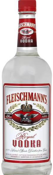 Fleischmanns Royal Vodka 1.75 L bottle with red cap and white label showing smooth and versatile vodka