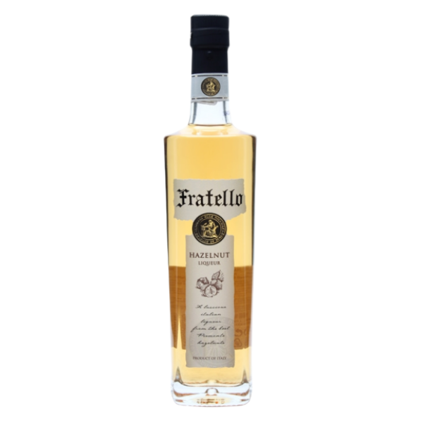 Fratello Hazelnut Liqueur 750 ML bottle with rich nutty flavor and creamy texture.