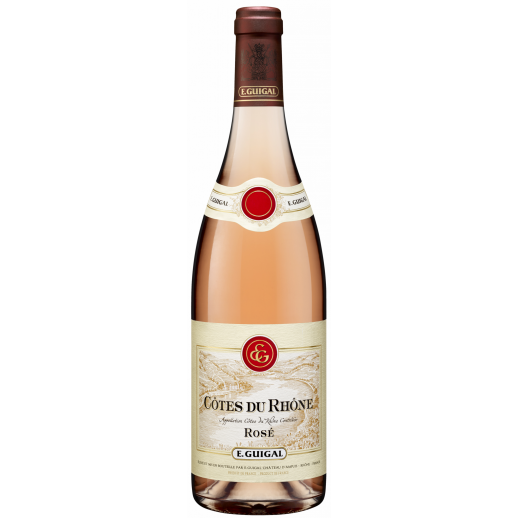 Bottle of Guigal Cotes du Rhone Rose 750 ML French rosé wine with elegant label
