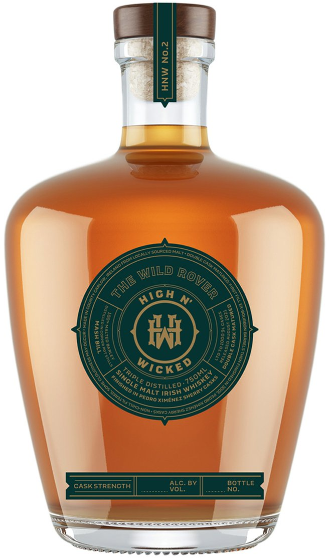 High N Wicked The Wild Rover Irish Whisky 750ML cask strength single malt bottle with rich caramel and spice notes