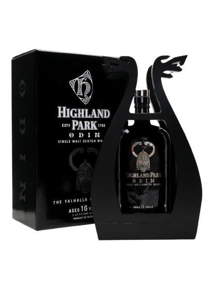 Highland Park The Valhalla Collection Odin 16 Year Old Single Malt Scotch Whisky 750ml bottle and packaging.
