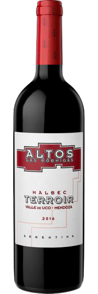 Altos Las Hormigas Malbec Terroir Valle de Uco 2018 bottle with label.