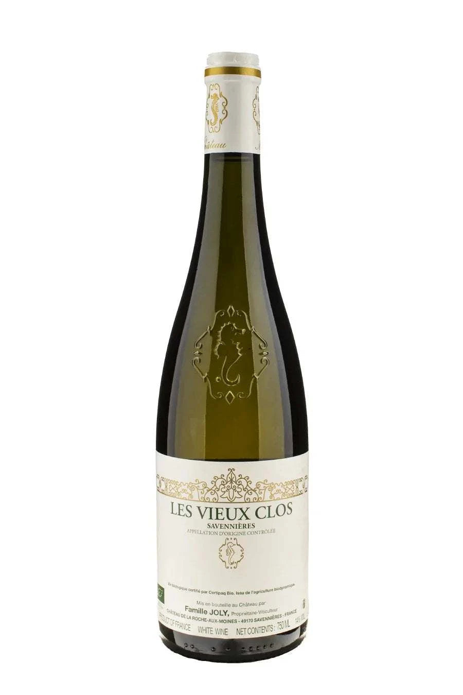 Bottle of Joly Les Vieux Clos Savennieres 2023 French white wine from Loire Valley