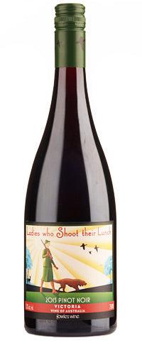Bottle of Ladies Who Shoot Their Lunch Shiraz 750 ML Australian red wine with bold blackberry and plum aromas