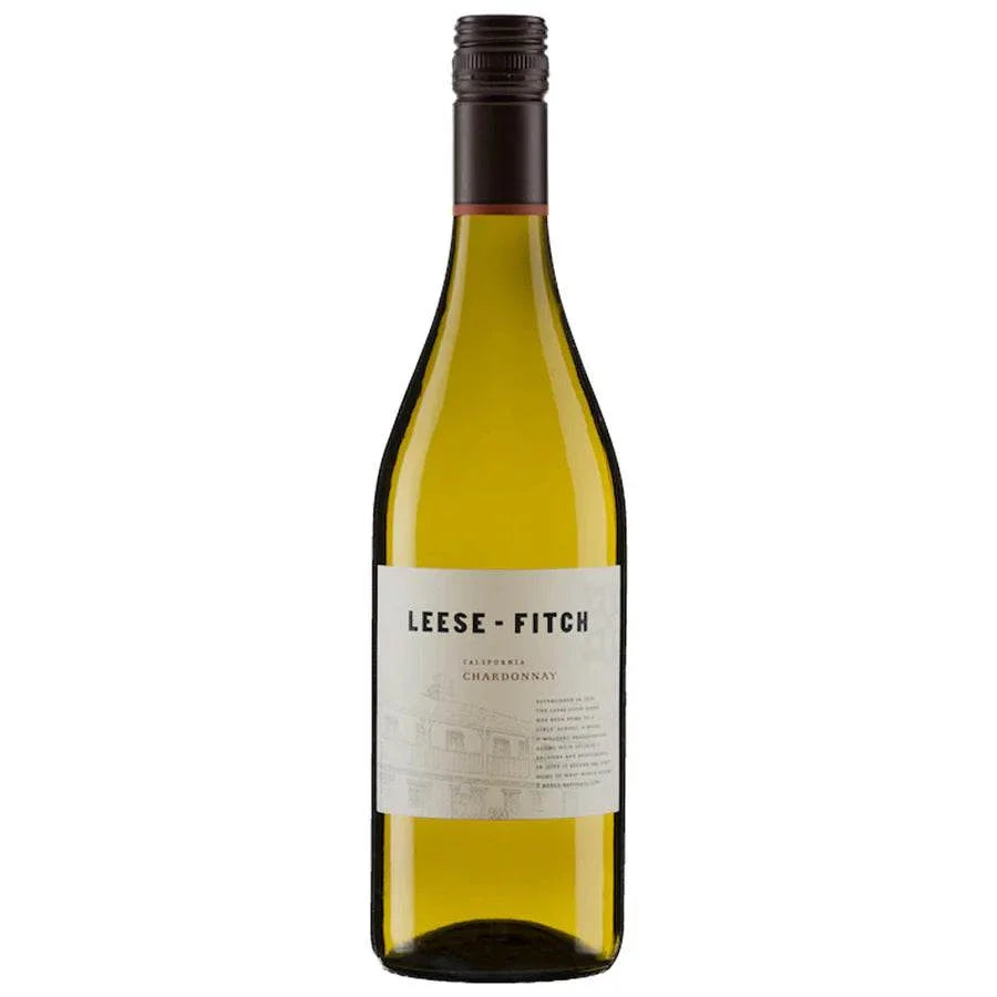 Leese Fitch Chardonnay California 750 ML bottle showcasing smooth, creamy white wine with ripe orchard fruit flavors and gentle oak influence.