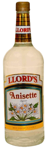 Llords Anisette Liqueur 1L bottle with clear anise-flavored liqueur and floral label