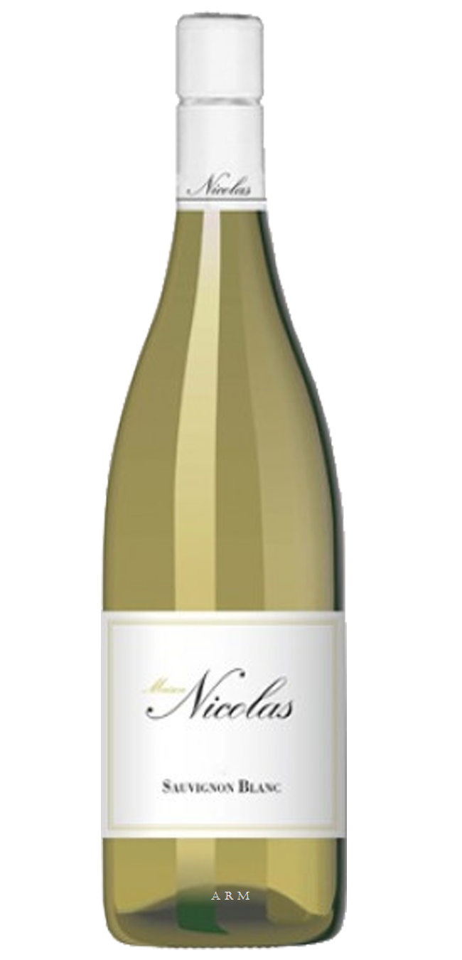 Maison Nicolas Sauvignon Blanc 750 ML bottle with bright yellow color and citrus aromas