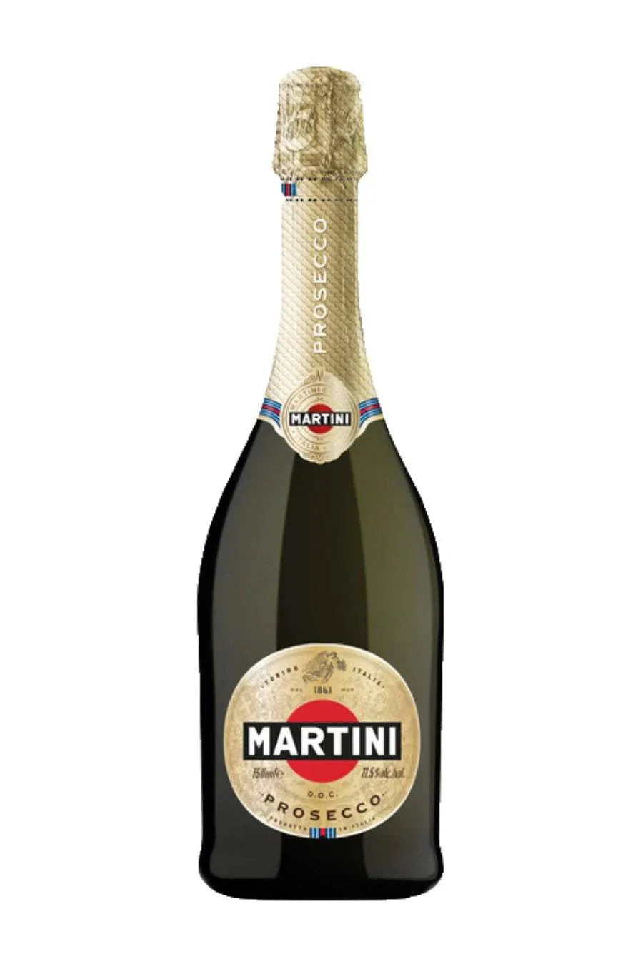 Martini Prosecco Extra Dry 750 ML bottle with sparkling white wine and green apple and citrus notes