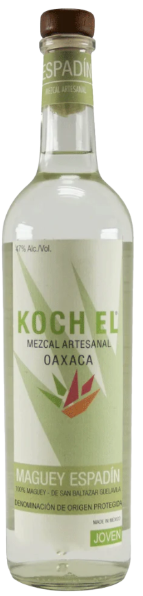 Mezcal Koch San Baltazar Guelavila Espadin 750ml bottle with label.