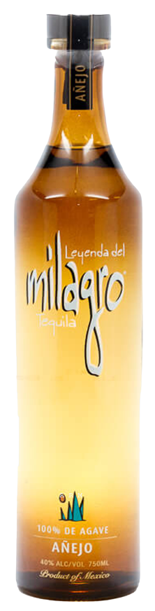 Milagro Anejo Tequila 100% De Agave 750ml bottle with golden amber aged tequila inside