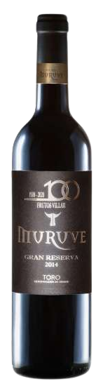 Bottle of Muruve Gran Reserva 2014, a premium Spanish red wine from Toro DO with deep ruby color and elegant label, ideal for pairing with meats and aged cheeses.