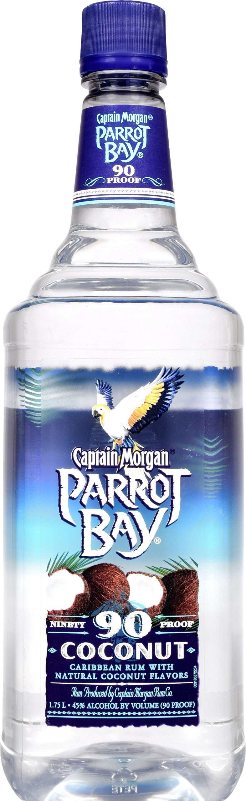 Parrot Bay Coconut Rum 1L bottle with tropical coconut flavor design.