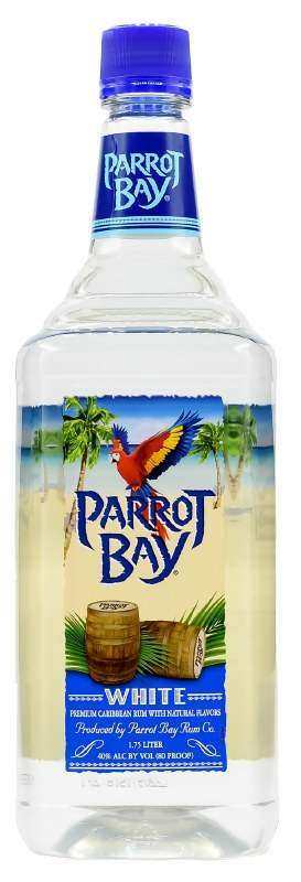 Parrot Bay White Rum 1.75 L bottle with Caribbean design.