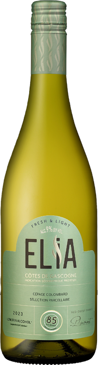 Bottle of Plaimont Elia Cotes Gascogne 2023 white wine with fresh citrus and floral notes