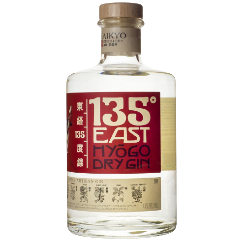 135° East Gin Hygo Dry Japanese Artisan Gin bottle with Japanese botanicals.