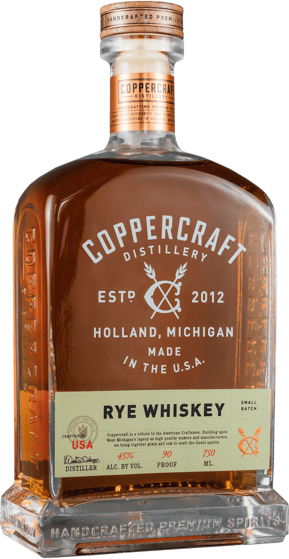 Coppercraft Straight Rye Whiskey 750 ML bottle featuring handcrafted American premium spirits.