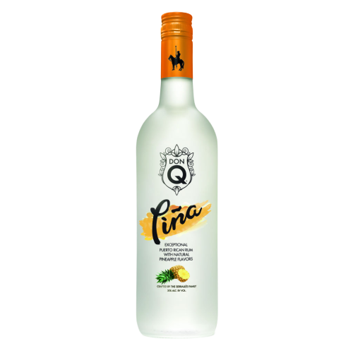 Don Q Pina Rum 1 L bottle with pineapple flavor and elegant label design.