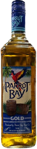 Parrot Bay Gold Rum 750 ML bottle with tropical-themed label.