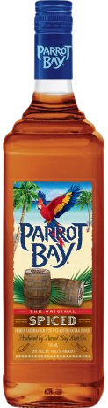 Parrot Bay Spiced Rum 750 ML bottle with Caribbean blend label.