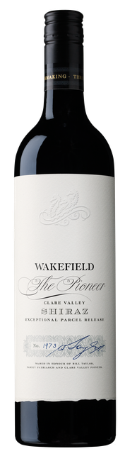 Taylors Wakefield The Pioneer Shiraz 750 ML bottle with label featuring wine details.